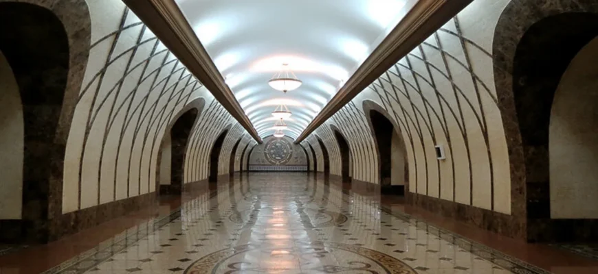 Almaty metro station with modern architecture and Kazakh design elements