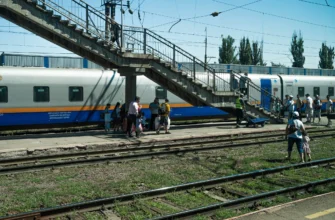 Split view of a high-speed Talgo train crossing the Kazakh steppe and an Air Astana plane flying over the Tien Shan mountains