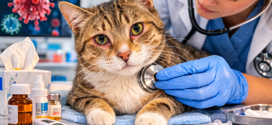 вирусные инфекции у кошек симптомы ветеринарный осмотр больной кошки