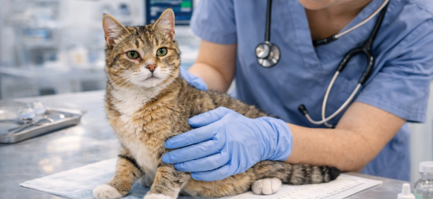 когда стерилизовать кошку оптимальный возраст стерилизации кошки ветеринар осматривает кошку перед операцией