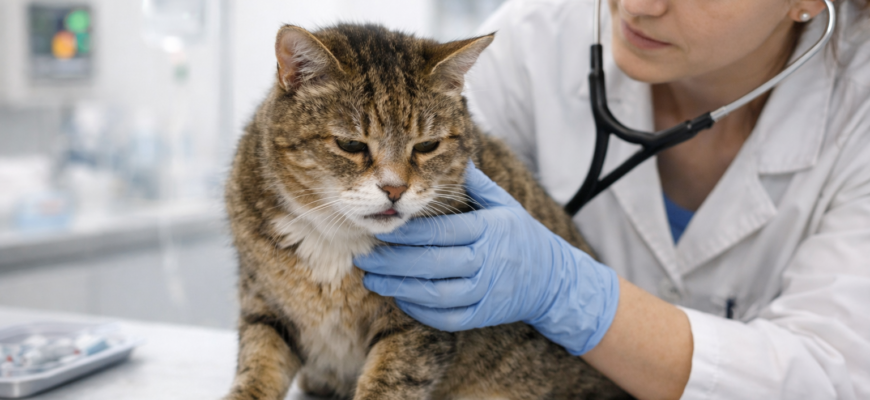 панлейкопения у кошек симптомы ветеринар осматривает больную кошку