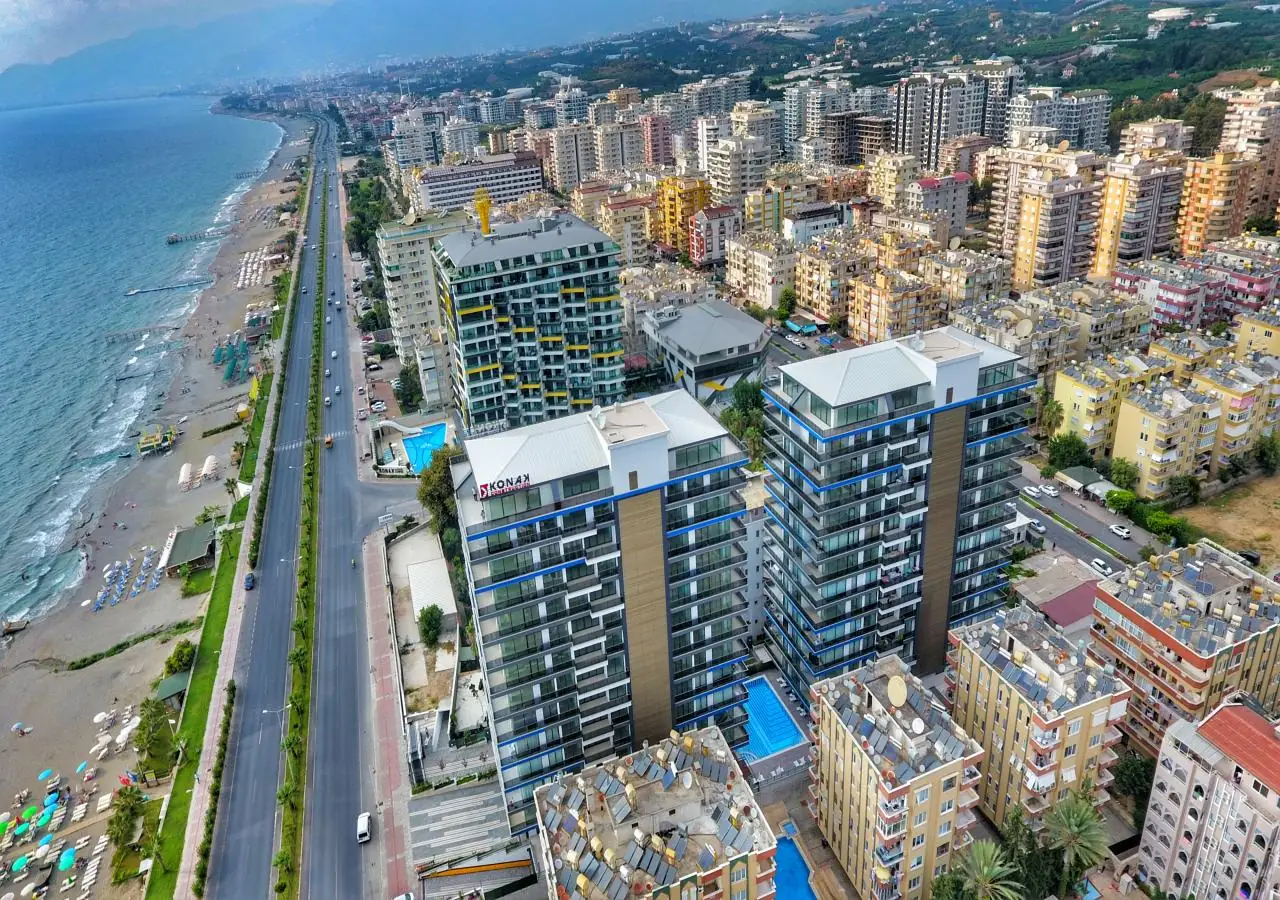 Konak Twin Towers 1 на береговой линии Махмутлара, вид сверху