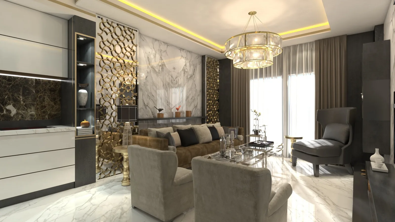 Гостиная квартиры в Serenity Residence (визуализация)
