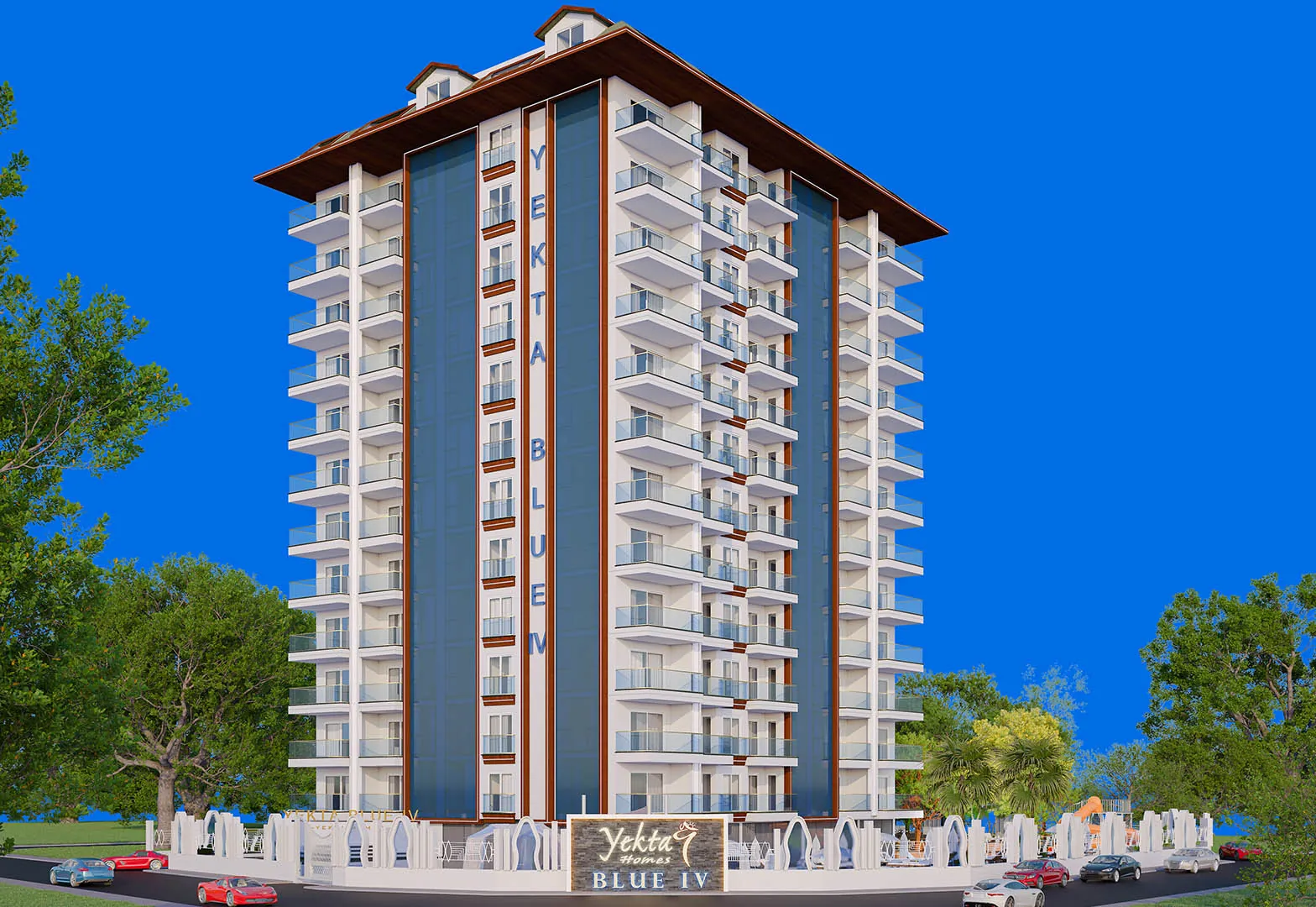 Yekta Blue IV — 13-этажный корпус, визуализация застройщика